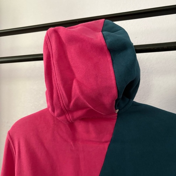 NIKE sz M DIY Fleece Hoodie Half Zip Pink Blue Half Long Sleeve - Picture 13 of 15